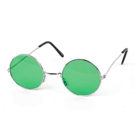 green circular glasses.